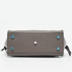 Saint Laurent Grey Croc Embossed and Leather Baby Downtown Cabas Tote