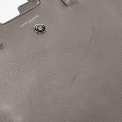 Saint Laurent Grey Croc Embossed and Leather Baby Downtown Cabas Tote