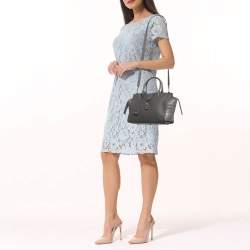 Saint Laurent Grey Croc Embossed and Leather Baby Downtown Cabas Tote