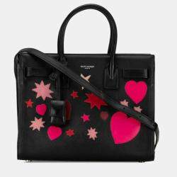 Saint Laurent Paris Black/Pink Leather Classic Sac De Jour Tote Bag