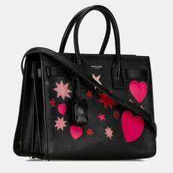 Saint Laurent Paris Black/Pink Leather Classic Sac De Jour Tote Bag