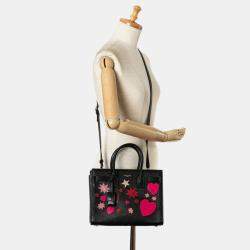 Saint Laurent Paris Black/Pink Leather Classic Sac De Jour Tote Bag