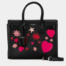 Saint Laurent Paris Black/Pink Leather Classic Sac De Jour Tote Bag