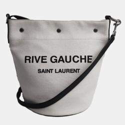 Saint Laurent Paris Black/White Canvas Rive Gauche Tote Bag