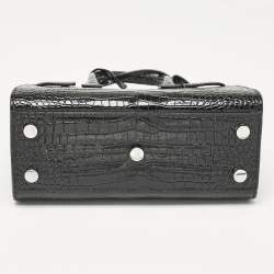 Saint Laurent Black Croc Embossed Leather Nano Classic Sac De Jour Tote