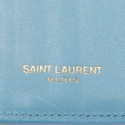 Saint Laurent Blue Leather Chyc Compact Wallet