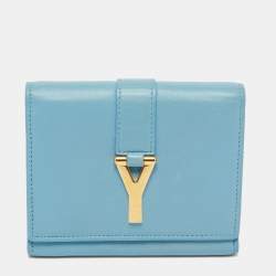 Saint Laurent Blue Leather Chyc Compact Wallet