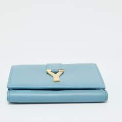 Saint Laurent Blue Leather Chyc Compact Wallet