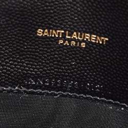 Saint Laurent Black Matelassé Leather Monogram Envelope Wallet on Chain