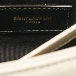 Saint Laurent Off White Matelassé Leather Toy Loulou Crossbody Bag