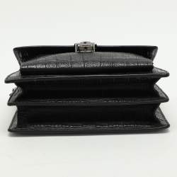 Saint Laurent Black Croc Embossed Leather Push Lock Shoulder Bag