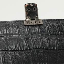 Saint Laurent Black Croc Embossed Leather Push Lock Shoulder Bag