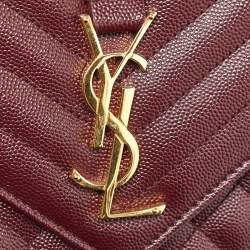 Saint Laurent Burgundy Leather Small Envelope Shoulder Bag