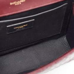 Saint Laurent Burgundy Leather Small Envelope Shoulder Bag