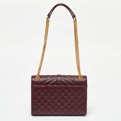 Saint Laurent Burgundy Leather Small Envelope Shoulder Bag