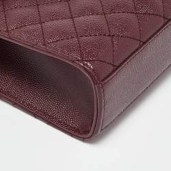 Saint Laurent Burgundy Leather Small Envelope Shoulder Bag