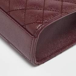 Saint Laurent Burgundy Leather Small Envelope Shoulder Bag