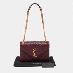 Saint Laurent Burgundy Leather Small Envelope Shoulder Bag