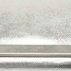 Saint Laurent Silver Lizard Embossed Leather Lutetia Clutch