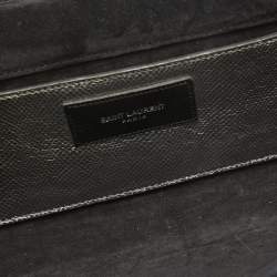 Saint Laurent Silver Lizard Embossed Leather Lutetia Clutch