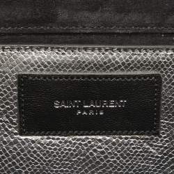 Saint Laurent Silver Lizard Embossed Leather Lutetia Clutch