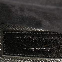 Saint Laurent Silver Lizard Embossed Leather Lutetia Clutch