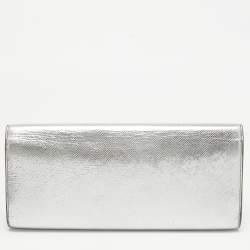 Saint Laurent Silver Lizard Embossed Leather Lutetia Clutch