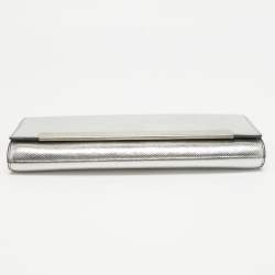 Saint Laurent Silver Lizard Embossed Leather Lutetia Clutch