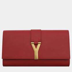 Saint Laurent Paris Red Leather Y Chyc Clutch Bag