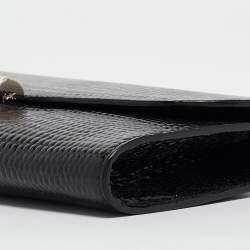 Pre Owned Saint Laurent Black Lizard Embossed Patent Leather Muse Clutch