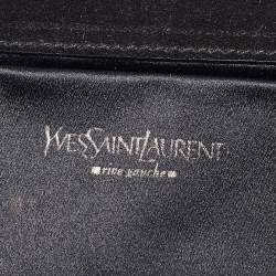 Pre Owned Saint Laurent Black Lizard Embossed Patent Leather Muse Clutch