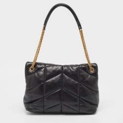 Pre Owned Saint Laurent Black Puffer Leather Medium Loulou Shoulder Bag
