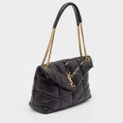 Pre Owned Saint Laurent Black Puffer Leather Medium Loulou Shoulder Bag