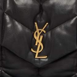Pre Owned Saint Laurent Black Puffer Leather Medium Loulou Shoulder Bag