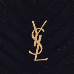 Pre Owned Saint Laurent Black Matelasse Velvet Lou Belt Bag