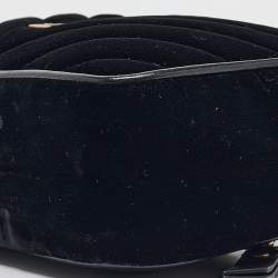 Pre Owned Saint Laurent Black Matelasse Velvet Lou Belt Bag