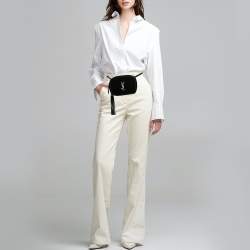 Pre Owned Saint Laurent Black Matelasse Velvet Lou Belt Bag
