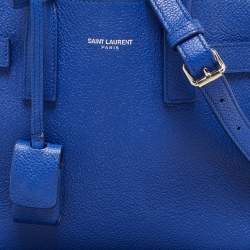 Pre Owned Saint Laurent Navy Blue Leather Nano Classic Sac De Jour Tote