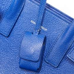 Pre Owned Saint Laurent Navy Blue Leather Nano Classic Sac De Jour Tote