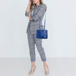 Pre Owned Saint Laurent Navy Blue Leather Nano Classic Sac De Jour Tote