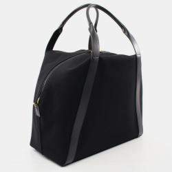 Saint Laurent Rive Gauche Canvas Leather Black  Tote Bag