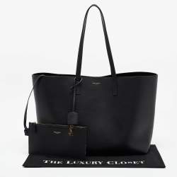 Saint Laurent Black Leather Large East West Shopper Tote