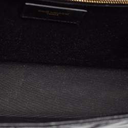Saint Laurent Black Matelassé Leather Large Monogram Envelope Shoulder Bag