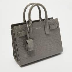 Saint Laurent Grey Croc Embossed Leather Nano Classic Sac De Jour Tote