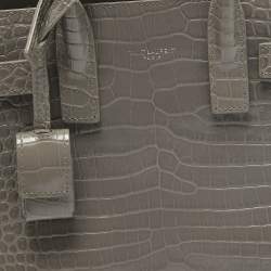 Saint Laurent Grey Croc Embossed Leather Nano Classic Sac De Jour Tote