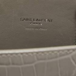 Saint Laurent Grey Croc Embossed Leather Nano Classic Sac De Jour Tote