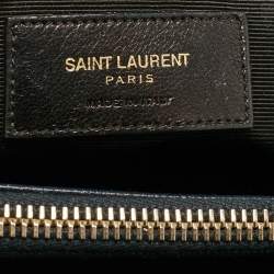 Pre Owned حقيبة يد سان لوران بوكساندرا جلد شيفرون مونوغرامي سوداء بسلسلة