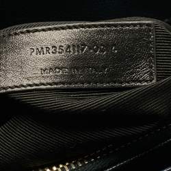 Pre Owned حقيبة يد سان لوران بوكسان درا جلد شيفرون مونوغرامي سوداء بسلسلة