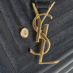 Pre Owned حقيبة يد سان لوران بوكساندرا جلد شيفرون مونوغرامي سوداء بسلسلة