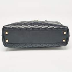 Pre Owned حقيبة يد سان لوران بوكساندرا جلد شيفرون مونوغرامي سوداء بسلسلة